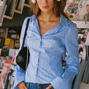 ANNI PINSTRIPE SHIRT BLUE